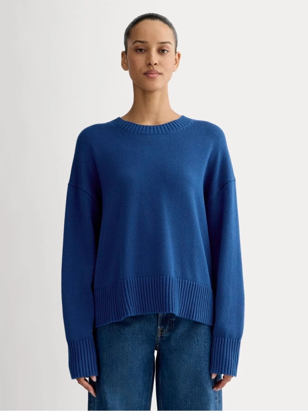Everlane The Boxy Sweater Everyday Cotton Bright Cobalt Size XXS NWOT